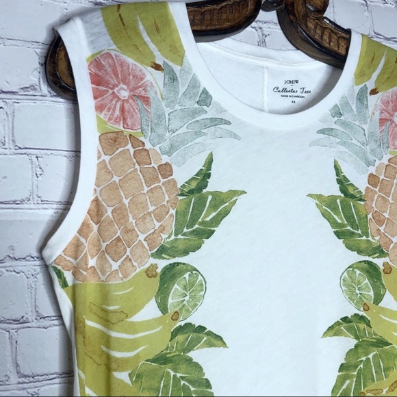 J. Crew Factory White and Green Sleeveless Top - Picture 4 of 4